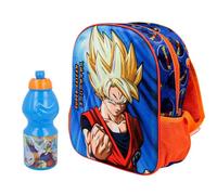 MARUKATSU Mochila Infantil y Botella escolar. Pack Diseño Colorido | Mochila Escolar 31x25x10cm Niño Niña de 3 a 8 Años | Material Escolar Vuelta al Cole (Dragon ball)