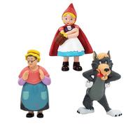 MARUKATSU Pack de 3 Figuras Caperucita Roja - Caperucita Roja, el Lobo y la Abuela 3 Piezas (Caperucita, Lobo, Abuela) Figuras 8 cm