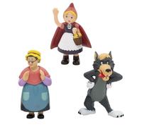 MARUKATSU Pack de 3 Figuras Caperucita Roja - Caperucita Roja, el Lobo y la Abuela 3 Piezas (Caperucita, Lobo, Abuela) Figuras 8 cm
