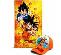 MARUKATSU Pack Infantil Toalla 140x70 cm + Gorra Verano Playa Piscina - Pokémon, Minecraft, Stitch, Dragon Ball, Bluey y Sonic (Dragon Ball 2)