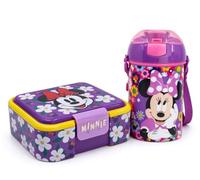 MARUKATSU Pack Merienda Infantil con Sandwichera 3 Compartimentos y Botella 450 ml (Minnie)