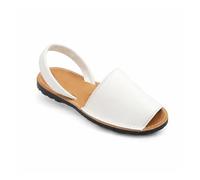 MARUKATSU Sandalias Menorquinas de Piel para Mujer | Calzado Tradicional España | Abarcas Planas de Verano Cómodas y Artesanales (Blanco, Sistema tallas calzado EU, Adulto, Números, mediano, 37)