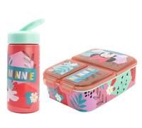 MARUKATSU Set Sandwichera Múltiple infantil y Botella Escolar - Pack Diseño Colorido | Mochila Escolar Niño Niña de 3 a 8 Años | Material Escolar Set de Almuerzo (Minnie)