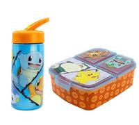 MARUKATSU Set Sandwichera Múltiple infantil y Botella Escolar - Pack Diseño Colorido | Mochila Escolar Niño Niña de 3 a 8 Años | Material Escolar Set de Almuerzo (Pokemon)