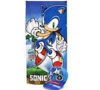 MARUKATSU Sonic Pack Playa Niño Toalla 140x70 cm + Gorra Ajustable - Set Verano Infantil Piscina Playa Vacaciones Regalo Niños