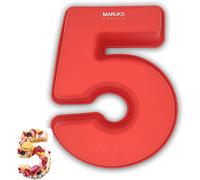 MARUKO Moldes de silicona para tartas con número 5, regalos de Navidad y Acción de Gracias, moldes de silicona grandes 3D de 10 pulgadas, moldes para hornear para cumpleaños y aniversario, sin BPA