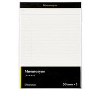 Maruman MNEMOSYNE - Bloc de notas de recambio para P169, 70 g/m², 8.27 x 5.83 pulgadas (A5), rayas de 8 mm, 50 hojas, negro, 3 blocs de notas/paquete (PH169X3)