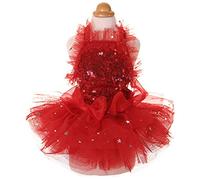 MaruPet Moda dulce cachorro perro Blingbling princesa falda mascota perro encaje pastel camisola tutú vestido rojo L