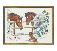 MARUSSIA Eva Rosenstand - Juego de punto de cruz (45 x 60 cm), diseño de caballos y cachorros