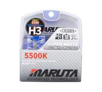 MARUTA SUPER WHITE H3 12V 55W bombilla halógena para faros delanteros, faros antiniebla y luces de circulación diurna, 5500K efecto xenón, bombilla de gas xenón de larga duración con cristal de cuarzo