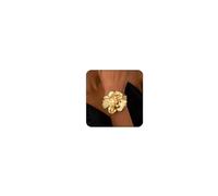 MarveBard Pulseras gruesas de oro para mujer, pulsera vintage de perlas de cristal y flores, estilo bohemio, brazalete abierto, pulsera ancha de flores gruesas, joyería de fiesta de cumpleaños, boda