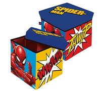 ARDITEX Caja con Tapa Spiderman, Cubo de Tela Guardatodo para Ropa, Libros, Juguetes, Pelotas, y Asiento Infantil para Sentarse 30 x 30 x 30 cm