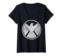 Marvel Agents of S.H.I.E.L.D. Grungy Logo Vintage Camiseta Cuello V