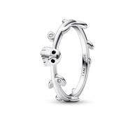 Marvel Anillo con diseño de Baby Groot en plata de ley con circonitas cúbicas transparentes y esmalte negro, talla 48