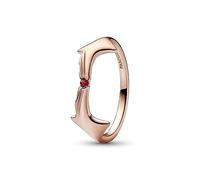 Marvel Anillo con diseño de la Bruja Escarlata chapado en oro rosa de 14 quilates con cristal rojo salsa, talla 52