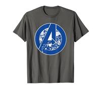 Marvel Avengers Assemble A-Logo Team Blue Camiseta, Hombre, Asfalto, XL