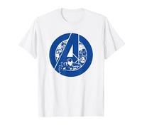 Marvel Avengers Assemble A-Logo Team Blue Camiseta, Hombre, Blanco, S