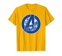 Marvel Avengers Assemble A-Logo Team Blue Camiseta, Hombre, Dorado Brillante, L