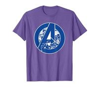 Marvel Avengers Assemble A-Logo Team Blue Camiseta, Hombre, Morado Jaspeado, M