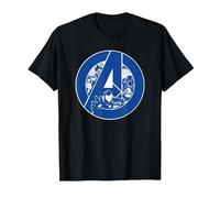 Marvel Avengers Assemble A-Logo Team Blue Camiseta, Hombre, Negro, 6XL