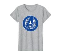 Marvel Avengers Assemble A-Logo Team Blue Camiseta, Mujer, Gris Jaspeado, 3XL