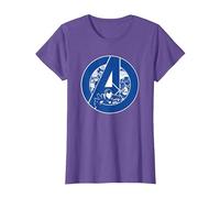 Marvel Avengers Assemble A-Logo Team Blue Camiseta, Mujer, Morado Jaspeado, XS