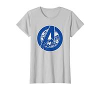 Marvel Avengers Assemble A-Logo Team Blue Camiseta, Mujer, Plata, L