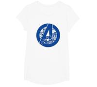 Marvel Avengers Assemble A-Logo Team Blue Camiseta, Niñas, Blanco, S