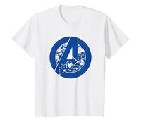 Marvel Avengers Assemble A-Logo Team Blue Camiseta, Niños, Blanco, 6 años