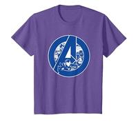 Marvel Avengers Assemble A-Logo Team Blue Camiseta, Niños, Morado Jaspeado, 8 años
