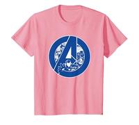 Marvel Avengers Assemble A-Logo Team Blue Camiseta, Niños, Rosado, 6 años