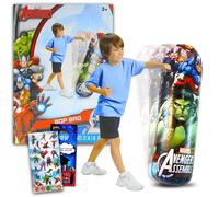 Marvel Avengers Bop Bag Set - Paquete de 3 piezas con saco de boxeo de superhroe para nios | Bolsa Avengers Bop con pegatinas y ms (juguetes y