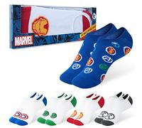 Marvel Calcetines Invisibles Hombre Pack 5 Pares Calcetines Hombre Divertidos Calcetines Cortos Avengers Pinkies Hombre Dibujos Talla Única 41-46 Corte Bajo (Blanco/Multicolor)