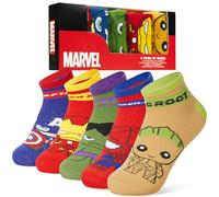 Marvel Avengers Calcetines Tobilleros Niño, Pack de 5 Calcetines Divertidos con Superhéroes, Regalos Originales para Niños (Multi, 35-39 EU)