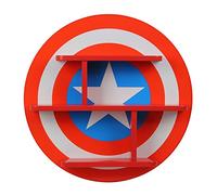Marvel Avengers Capitán América Estantería de pared pequeña, estantería de almacenamiento para niños de montaje en pared, Estantes flotantes de madera para dormitorio y sala de juegos