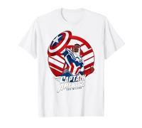 Marvel Avengers Captain America Sam Wilson Pop Art Portrait Camiseta