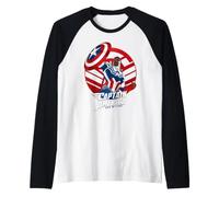 Marvel Avengers Captain America Sam Wilson Pop Art Portrait Camiseta Manga Raglan