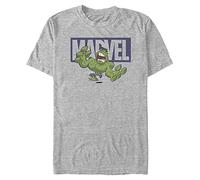 Marvel Avengers Classic Brick Hulk Organic-Camiseta de Manga Corta, Gris Mezclado, L Unisex Adulto