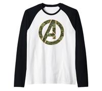 Marvel Avengers Classic Camouflage Team Large Chest Logo Camiseta Manga Raglan