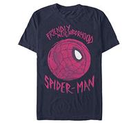 Marvel Avengers Classic - Friendly Spiderman Organic Short Sleeve T-Shirt, Camiseta Unisex Adulto, Azul Marino, S
