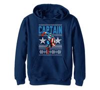 Marvel Avengers Classic - Ugly Captain Hoodie, Sudadera con Capucha Niños, Azul Marino, 9/11