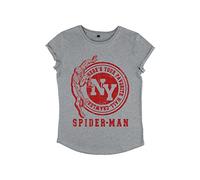 Marvel Avengers Classic - Wall Crawler Women's Rolled Sleeve T-Shirt, Camiseta Mujer, Gris Jaspeado, XL