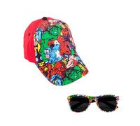 Marvel Avengers Gorra y Gafas de Sol para Niños, Gafas de Sol Protección UV, Gorra de Verano, Gorro de Beisbol Infantil (FR/ES, Números, 53, Rojo)