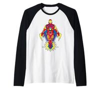 Marvel Avengers Iron-Man Pop Art Stylized Flying Portrait Camiseta Manga Raglan