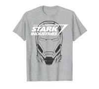 Marvel Avengers Iron Man Stark Industries Graphic Camiseta, Hombre, Gris Jaspeado, M
