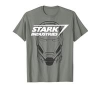 Marvel Avengers Iron Man Stark Industries Graphic Camiseta, Hombre, Verde Militar Jaspeado, XXL