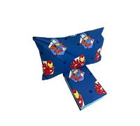 Marvel Avengers - Juego de sábanas para Cama Individual de Franela de Puro algodón - Juego Completo de sábana encimera + Bajera Ajustable + Funda de Almohada