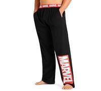 Marvel Avengers Largo Pantalón Pijama para Hombre y Adolescente con 2 Bolsillos (Negro Marvel Logo, L)