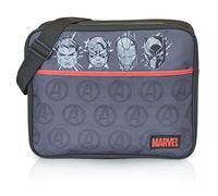 Marvel Avengers Mochila Bandolera Negra con Captain America, Iron Man Hulk y Black Panther | Bolso Bandolera Grande de Superhéroes con Correa Larga para Portátil | Bolso Mochila Hombre y Niño