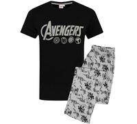 Marvel Avengers Negro Logo Conjunto de pijama de manga corta y pierna larga Homb